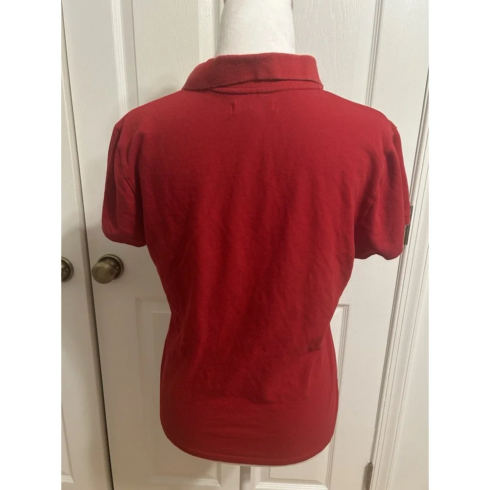 Aeropostale Polo Shirt Womens XL Red Short Sleeve Logo A87 Slim Fit‎ Y2K Preppy